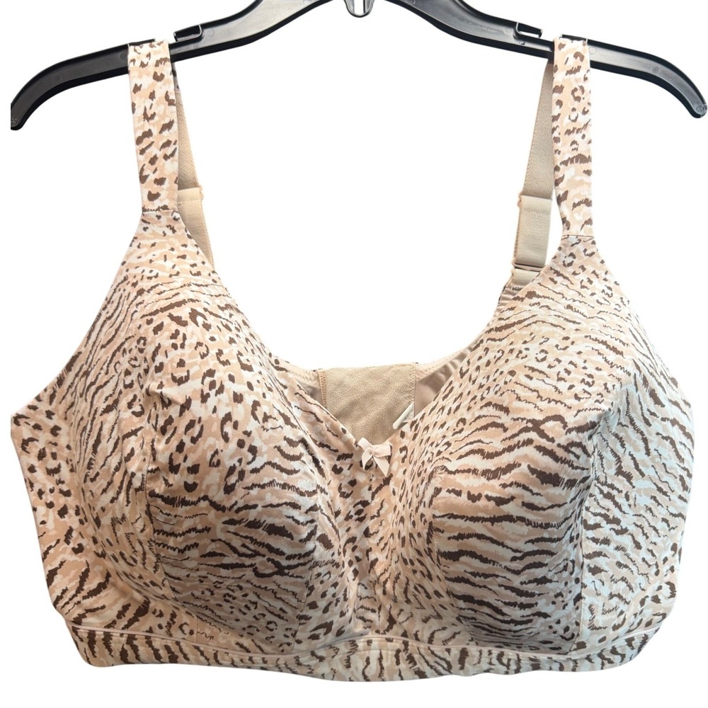 Catherines Intimates Bra 44DD Tan Animal Print Leopard Wirefree‎ Full Coverage